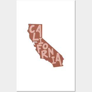 California Doodle Letters Map Outline- Red Posters and Art